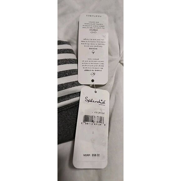 Splendid Sports Bra Small Gray & White Stripes Cross Back - Picture 3 of 8